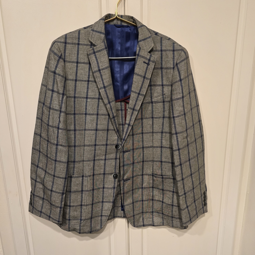 Ben Sherman Gray and Blue Plaid Blazer